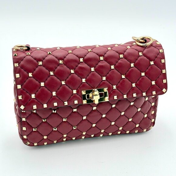 Valentino Garavani Handbags - Valentino Garavani Rockstud Spike Red 2 Way Shoulder Bag Leather Handbag